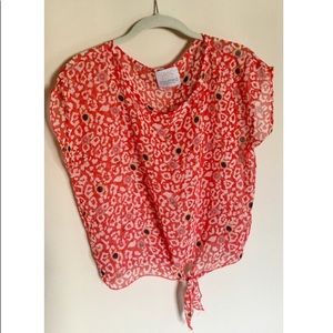 Tie-front Short Sleeve Chiffon Top